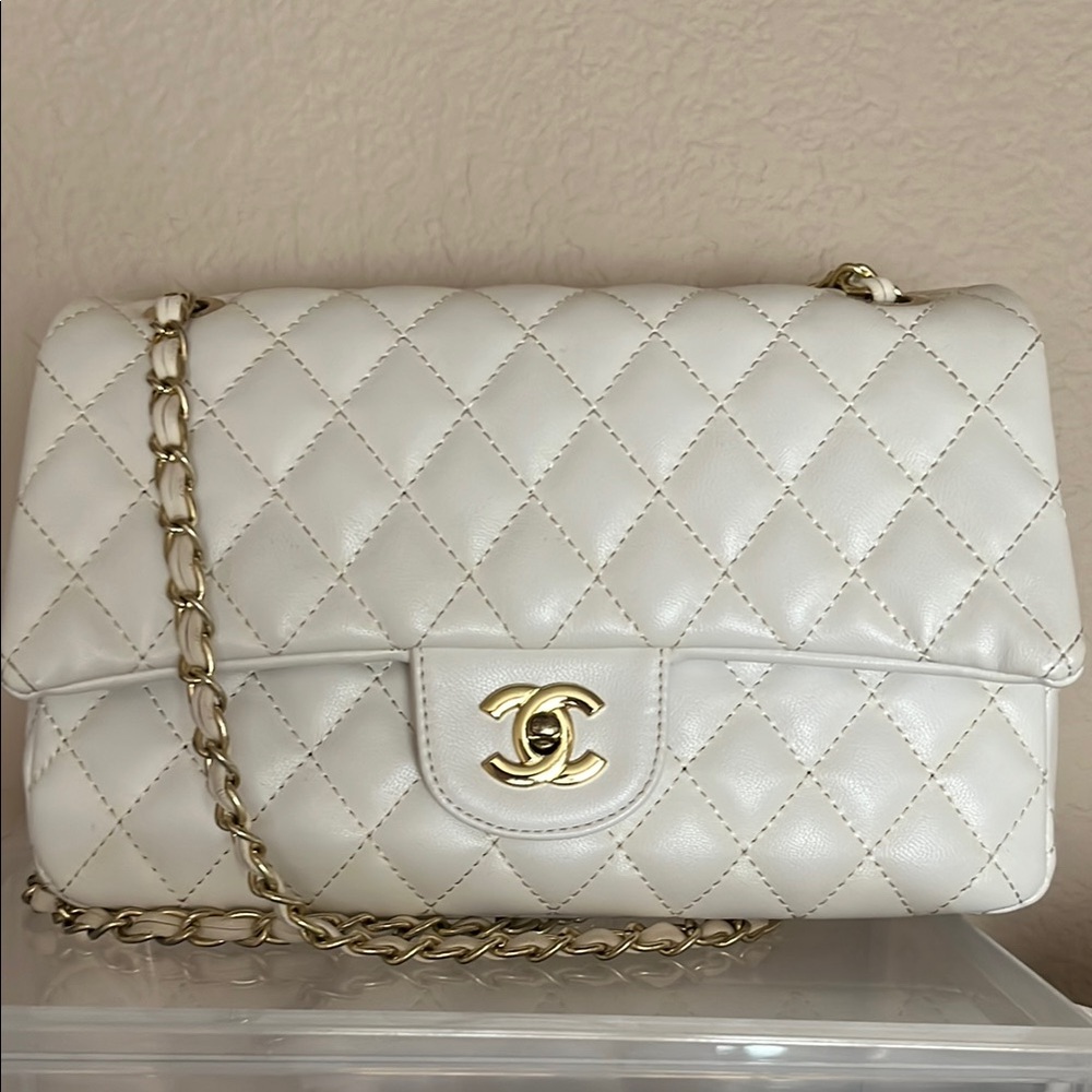 White Quilted Leather Shoulder Bag